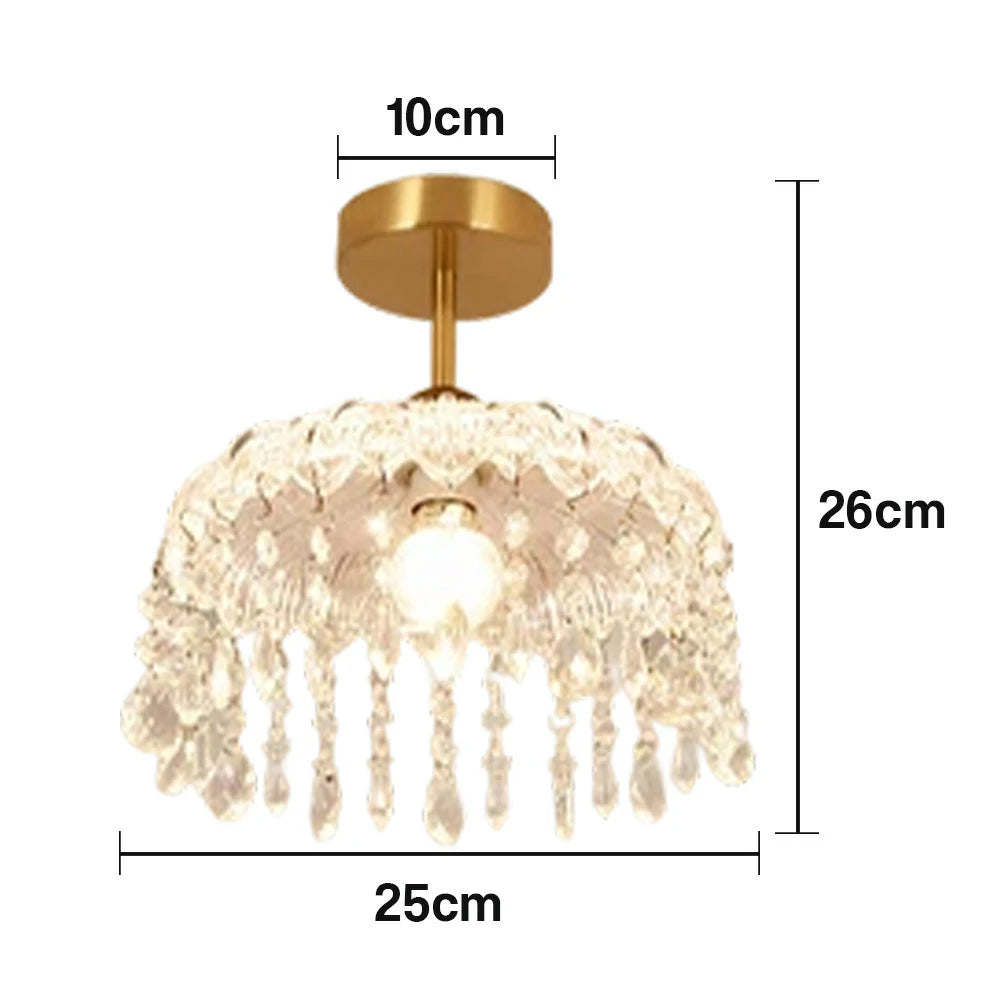 LIVARA 25cm Crystal Pendant Light Eye-Protective Three-Color Dimmable LED Hanging Lamp Modern Electroplated Iron Feather Design