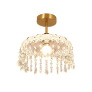 LIVARA 25cm Crystal Pendant Light Eye-Protective Three-Color Dimmable LED Hanging Lamp Modern Electroplated Iron Feather Design