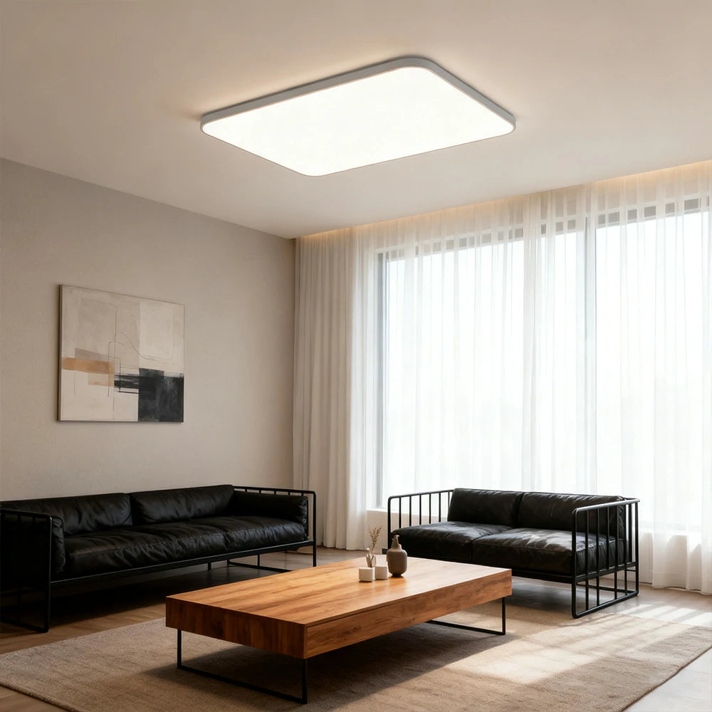 LIVARA LED Ceiling Light 90/110cm Three-Color Dimmable 108W/120W Modern Minimalist Rectangular Flush Mount Lamp - Eye-Protective & Energy Efficient