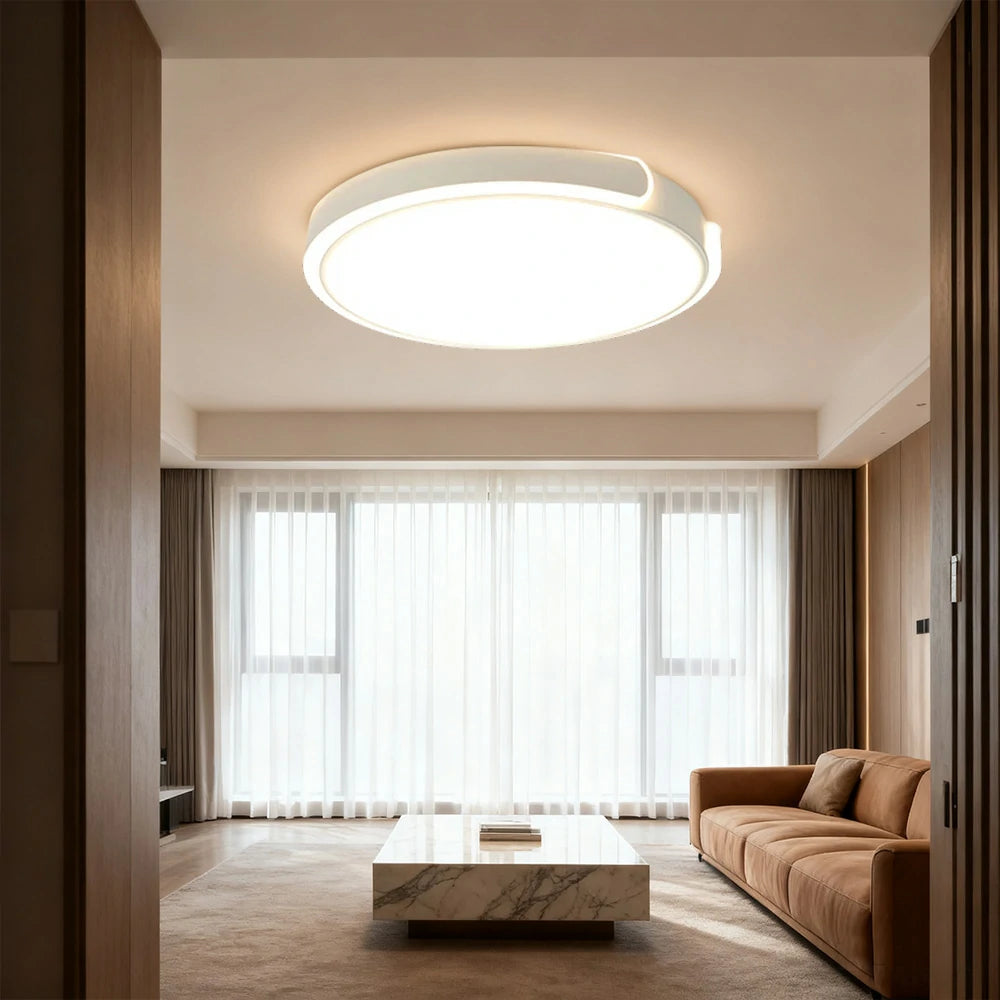 LIVARA LED Ceiling Light 32/52/62cm Three-Color Dimmable 28W/48W/58W Modern Round Flush Mount Lamp Eye-Protective & Minimalist Design - White