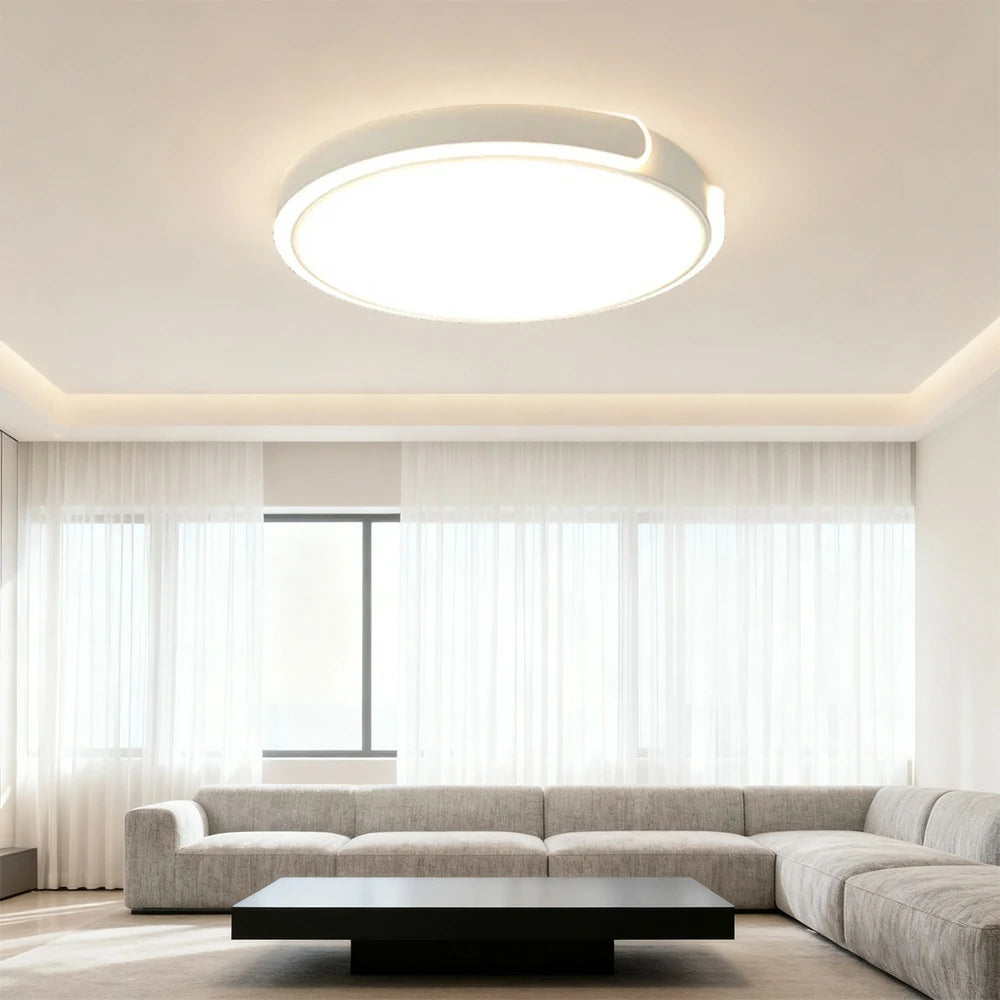 LIVARA LED Ceiling Light 32/52/62cm Three-Color Dimmable 28W/48W/58W Modern Round Flush Mount Lamp Eye-Protective & Minimalist Design - White