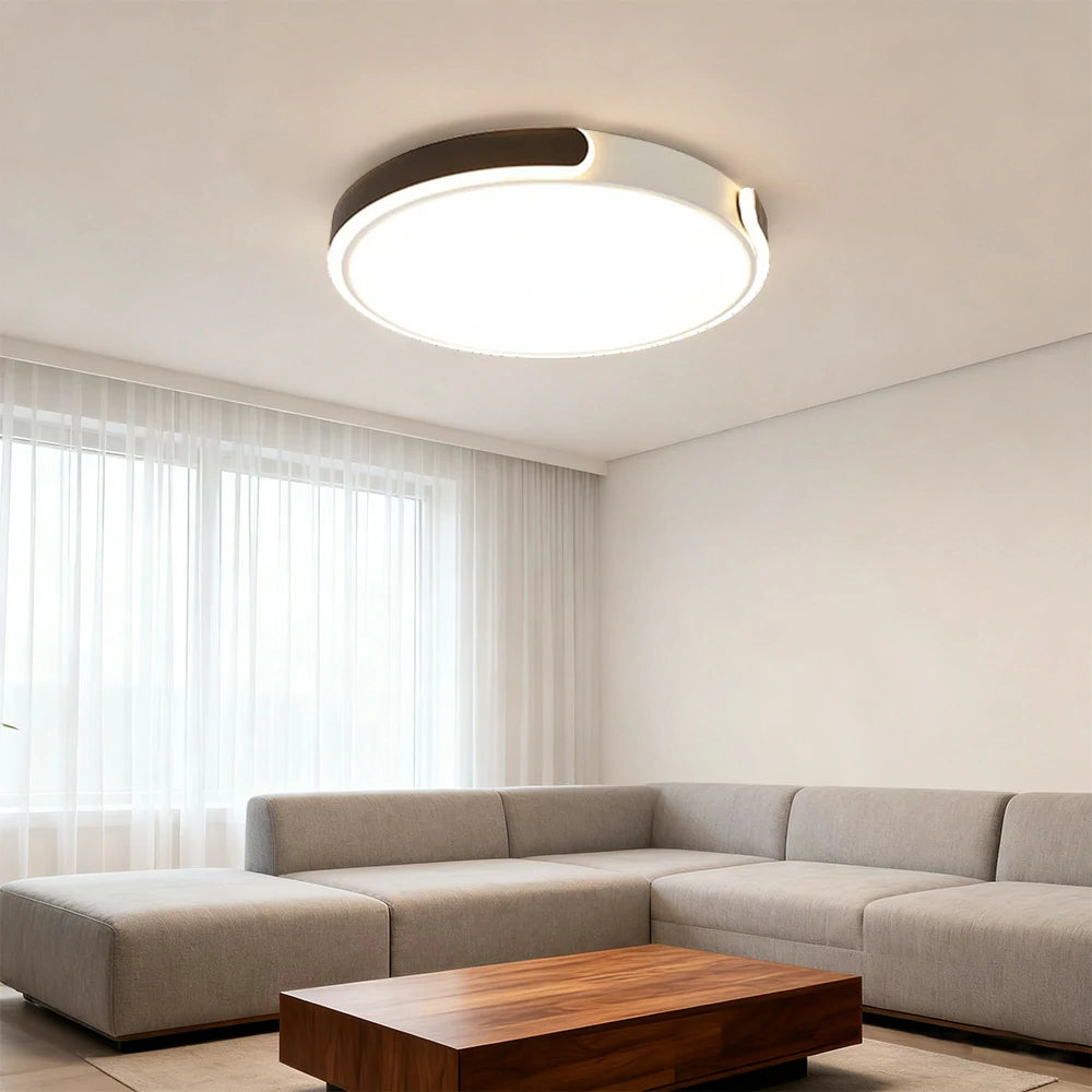 LIVARA LED Ceiling Light 32/52/62cm Three-Color Dimmable 28W/48W/58W Modern Round Flush Mount Lamp Eye-Protective & Minimalist Design - Black