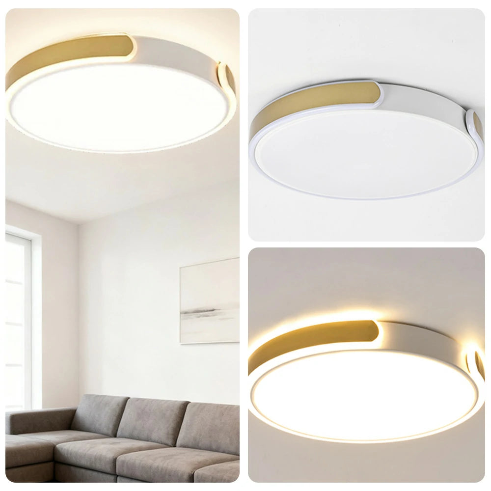 LIVARA LED Ceiling Light 32/52/62cm Three-Color Dimmable 28W/48W/58W Modern Round Flush Mount Lamp Eye-Protective & Minimalist Design - Gold