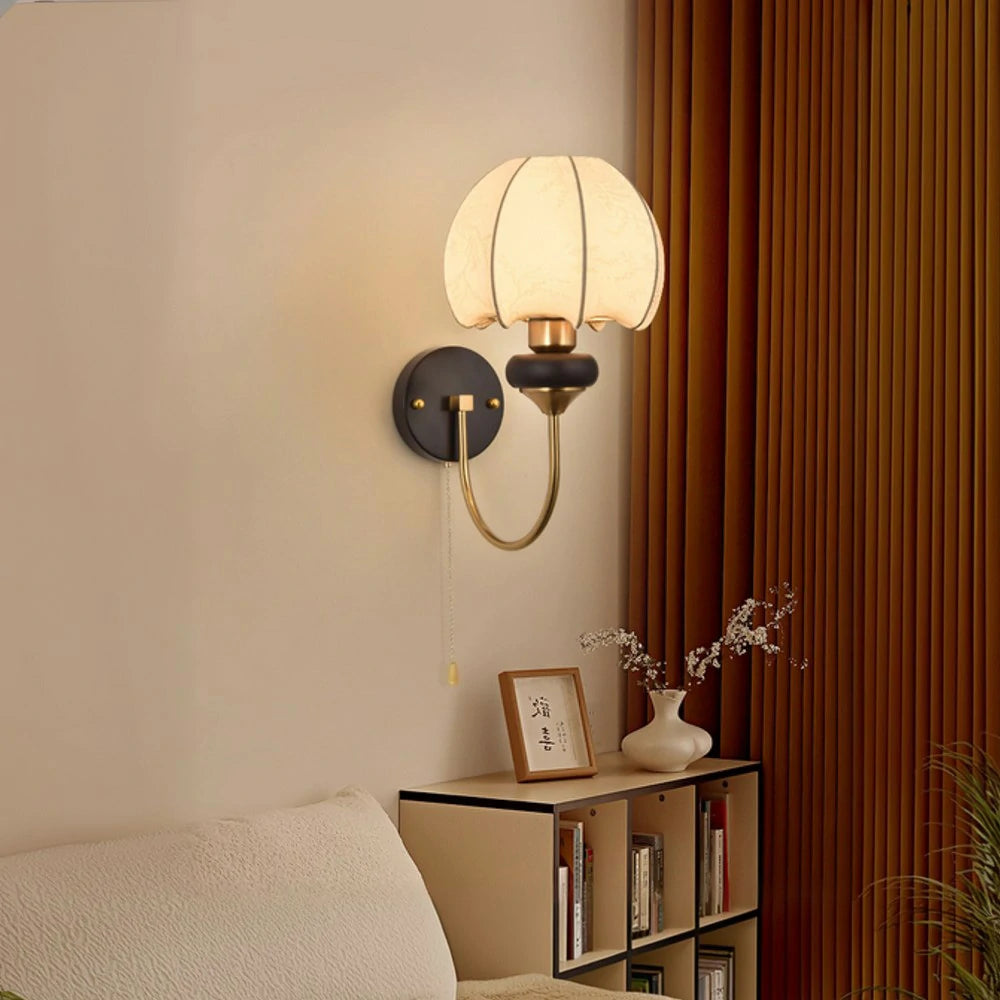 LIVARA 12W LED Wall Lamp Three-Color Dimmable Modern Magic Bean Design Fabric Shade Decorative Light