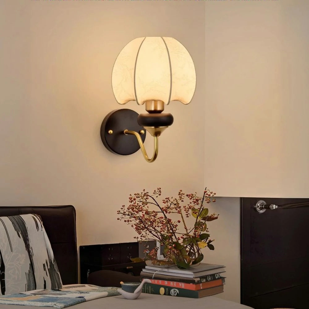 LIVARA Modern Magic Bean Design LED Wall Lamp 12W Three-Color Dimmable Decorative Fabric Shade Light