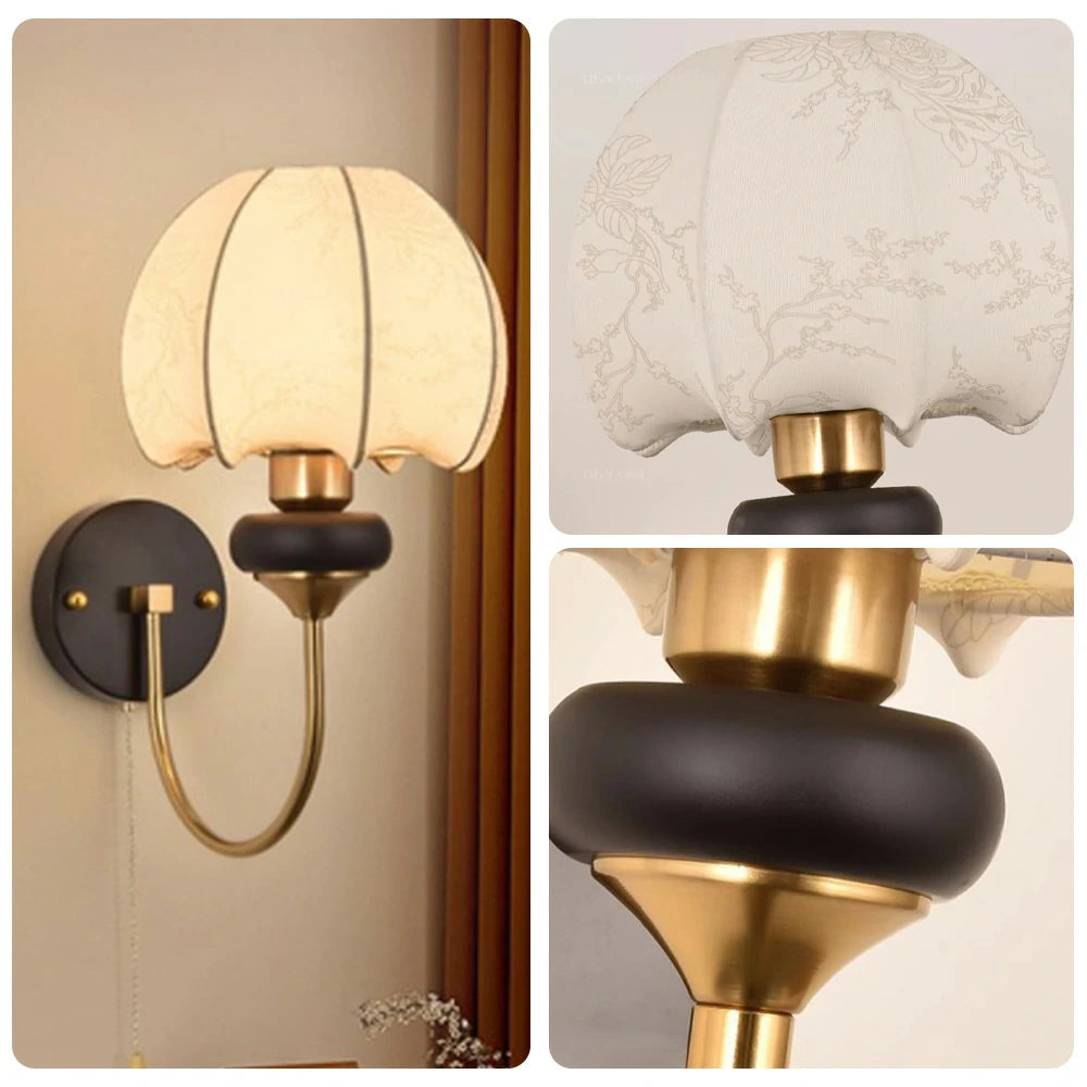 LIVARA 12W LED Wall Lamp Three-Color Dimmable Modern Magic Bean Design Fabric Shade Decorative Light