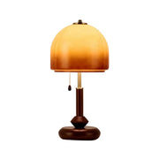 LIVARA 5W LED Table Lamp Three-Color Dimmable Solid Walnut & Brass Finish Modern Glass Shade Decorative Desk Light - 24cm