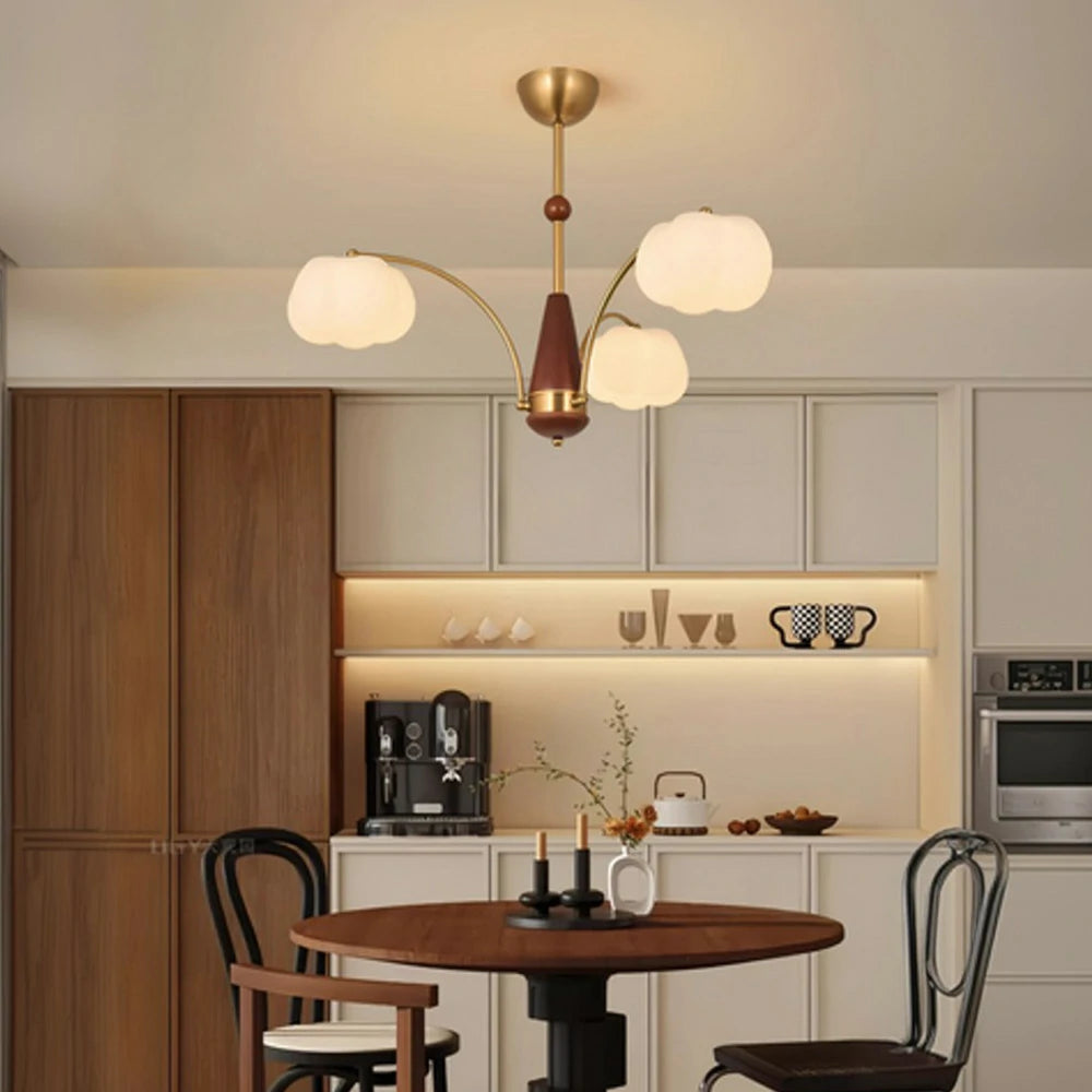 LIVARA 27W Cotton Cloud 3-Head LED Pendant Light Three-Color Dimmable Ceiling Lamp Modern Iron & Wood Design