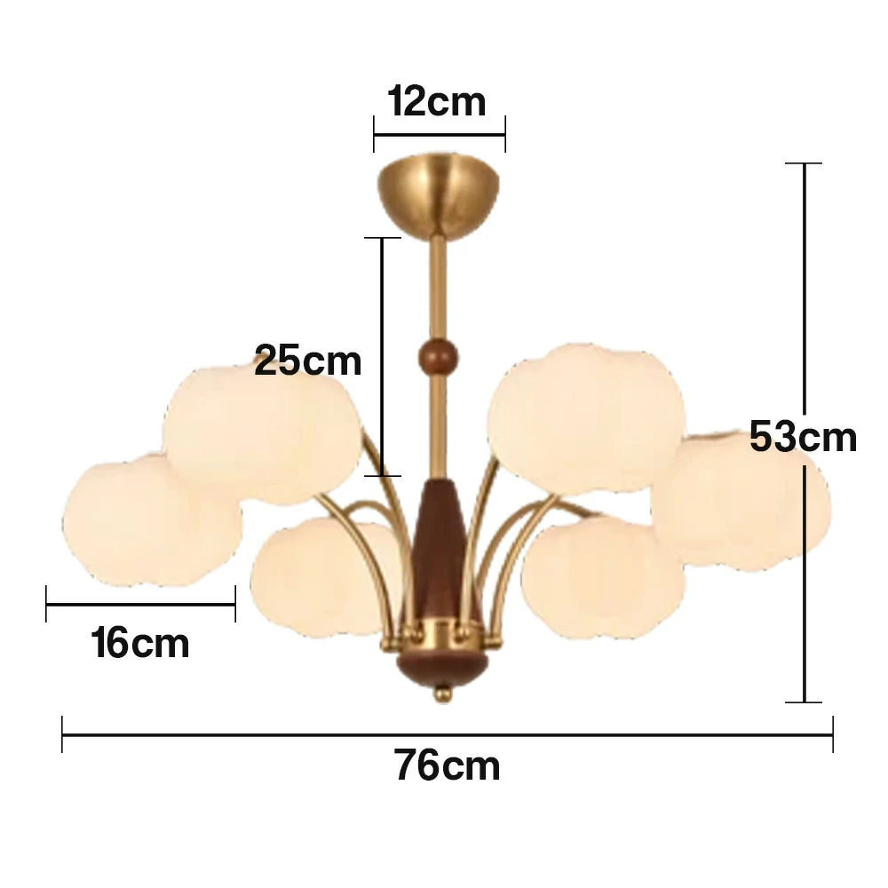 LIVARA 54W Cotton Cloud 6-Head LED Pendant Light Three-Color Dimmable Ceiling Lamp Modern Iron & Wood Design