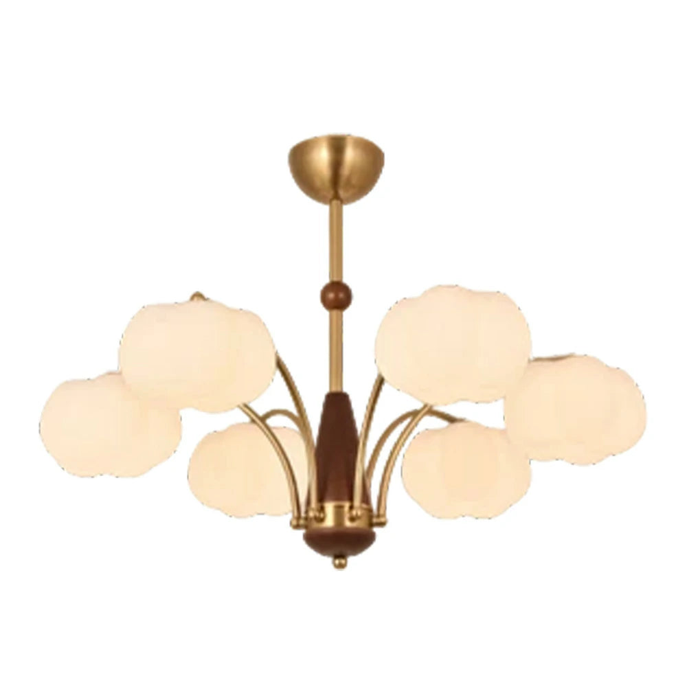 LIVARA 54W Cotton Cloud 6-Head LED Pendant Light Three-Color Dimmable Ceiling Lamp Modern Iron & Wood Design