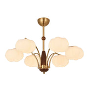 LIVARA 54W Cotton Cloud 6-Head LED Pendant Light Three-Color Dimmable Ceiling Lamp Modern Iron & Wood Design