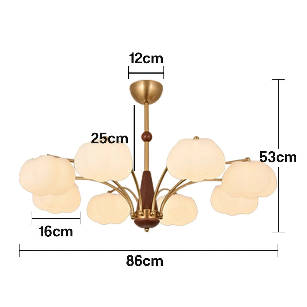 LIVARA 72W Cotton Cloud 8-Head LED Pendant Light Three-Color Dimmable Ceiling Lamp Modern Iron & Wood Design