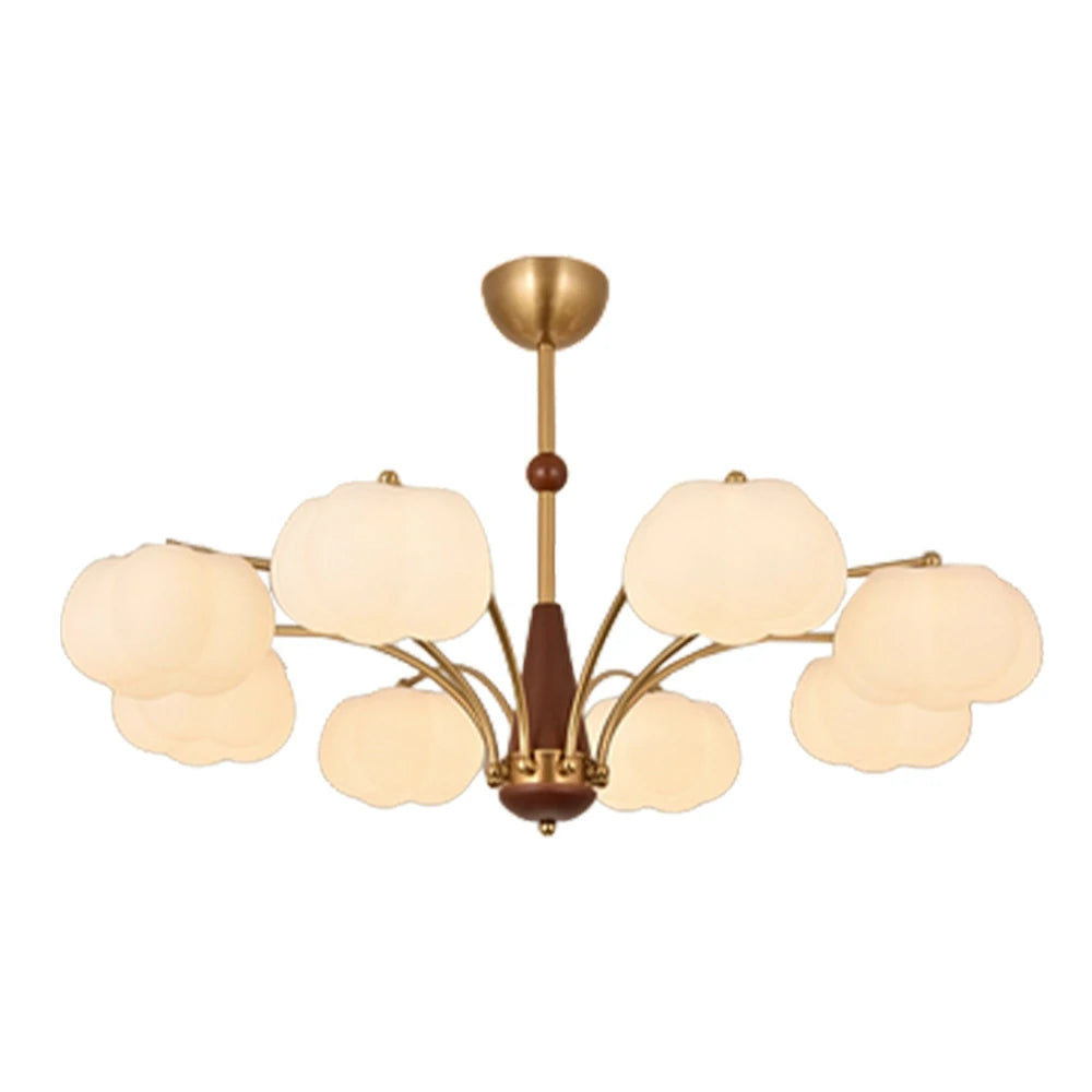LIVARA 72W Cotton Cloud 8-Head LED Pendant Light Three-Color Dimmable Ceiling Lamp Modern Iron & Wood Design