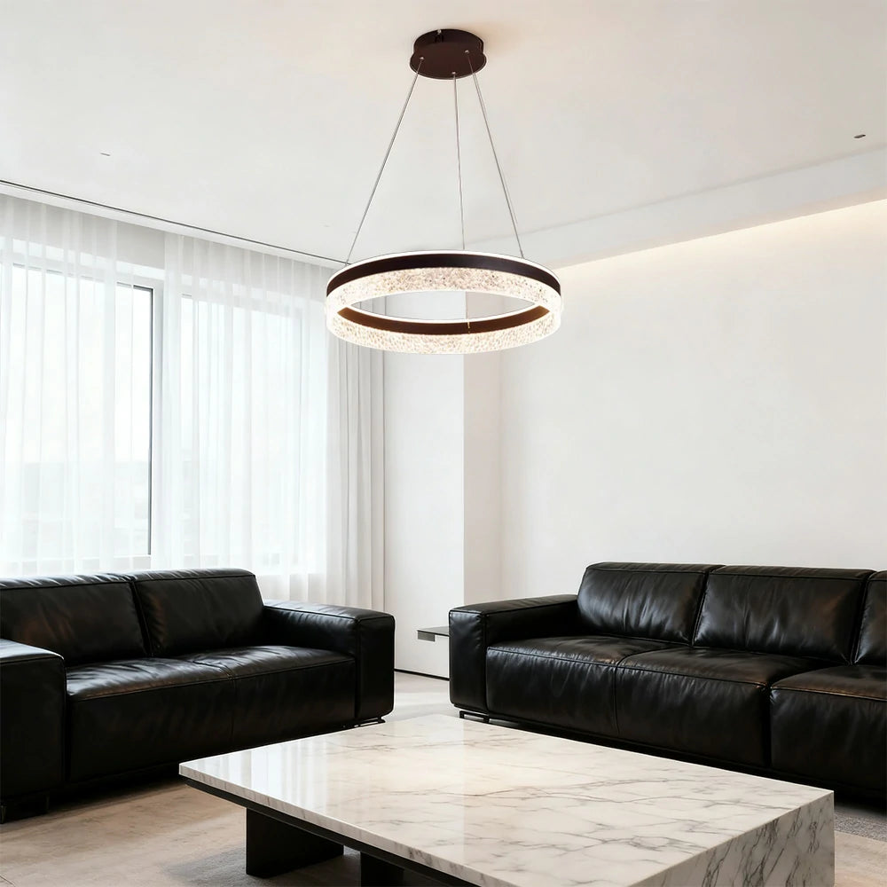 LIVARA Pendant Light 50/60cm Diamond Acrylic LED Ceiling Lamp Three-Color Dimmable Modern Design – 57W/68W Energy Efficient & Durable - Black