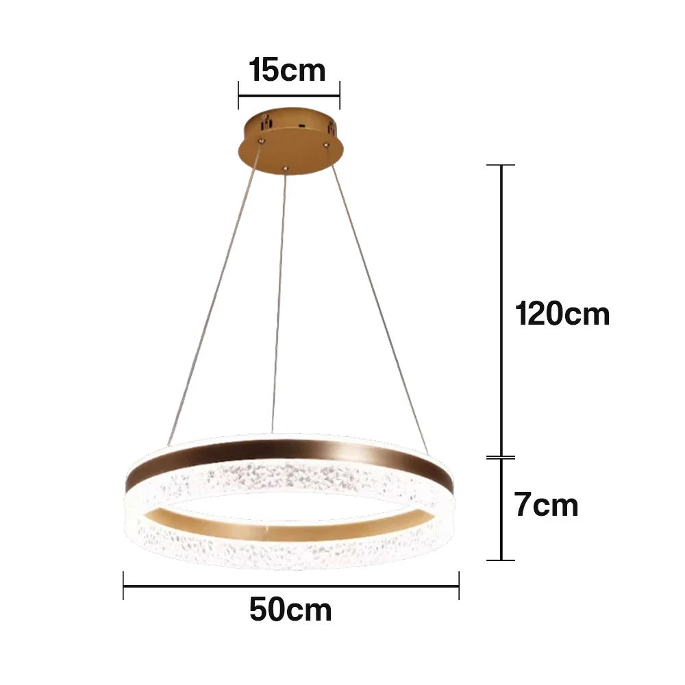LIVARA Pendant Light 50/60cm Diamond Acrylic LED Ceiling Lamp Three-Color Dimmable Modern Design – 57W/68W Energy Efficient & Durable - Gold