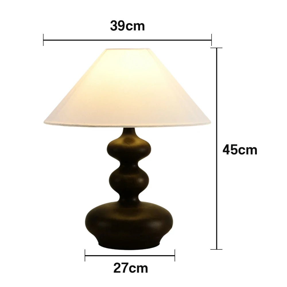 LIVARA 5W 39cm Table Lamp Three-Color Dimmable Eye-Protection Light with Martin Fabric Shade & Solid Wood Base - Black