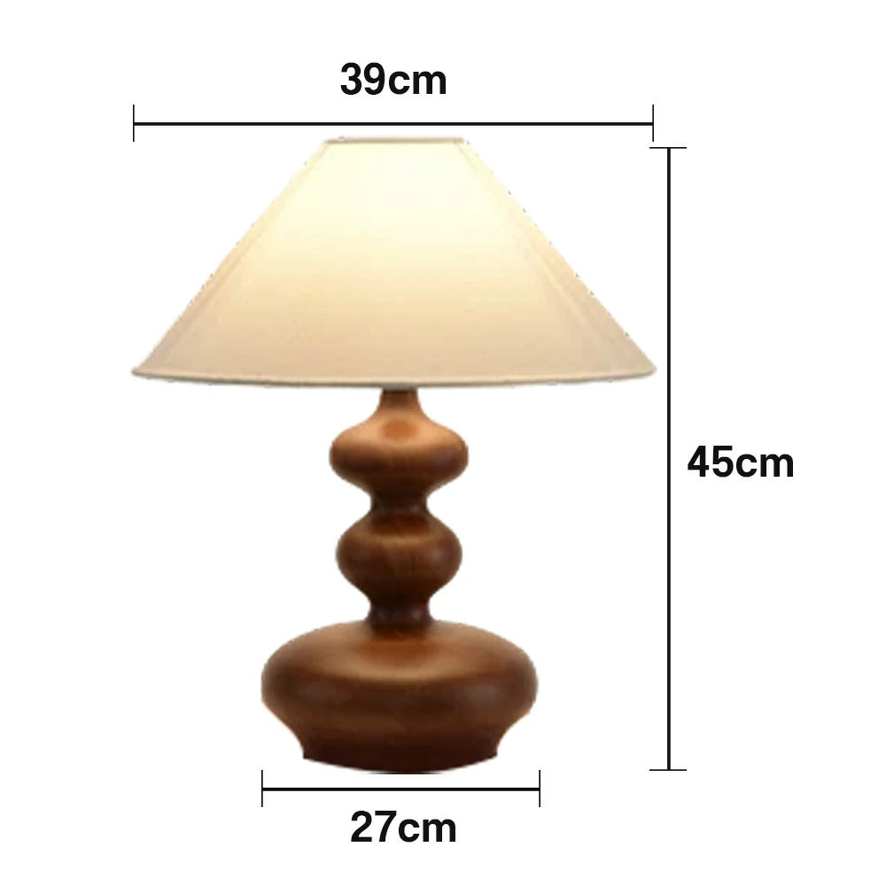 LIVARA 5W 39cm Table Lamp Three-Color Dimmable Eye-Protection Light with Martin Fabric Shade & Solid Wood Base - Walnut