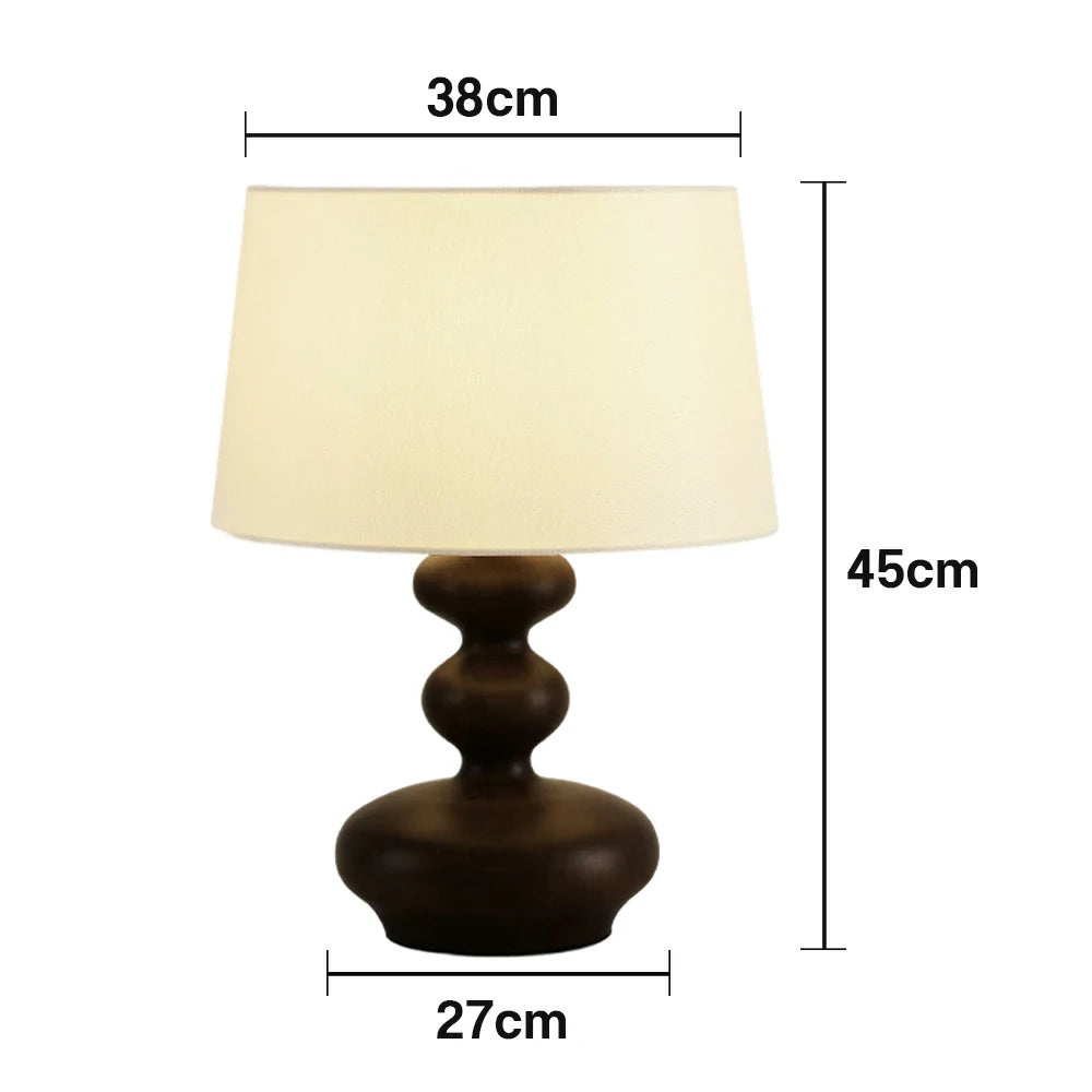 LIVARA 5W 38cm Table Lamp Three-Color Dimmable Eye-Protection Light with Martin Fabric Shade & Solid Wood Base - Black