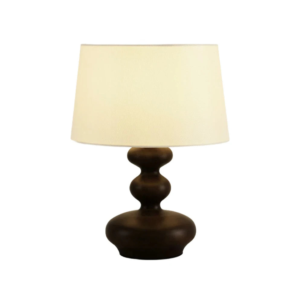 LIVARA 5W 38cm Table Lamp Three-Color Dimmable Eye-Protection Light with Martin Fabric Shade & Solid Wood Base - Black