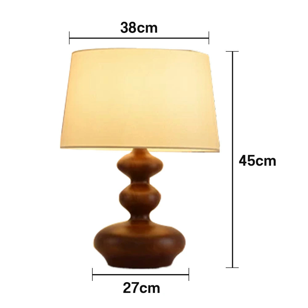 LIVARA 5W 38cm Table Lamp Three-Color Dimmable Eye-Protection Light with Martin Fabric Shade & Solid Wood Base - Walnut