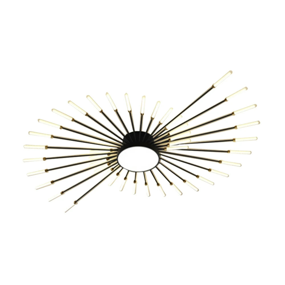 LIVARA 50W LED Ceiling Light Firework Design with 42+1 Rotating Heads Neutral Light Modern Iron & Acrylic Fixture - Black