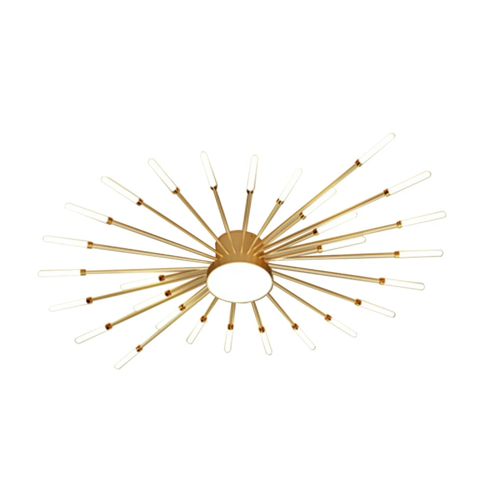 LIVARA 36W LED Ceiling Light Firework Design with 28+1 Rotating Heads Neutral Light Modern Iron & Acrylic Fixture - Gold