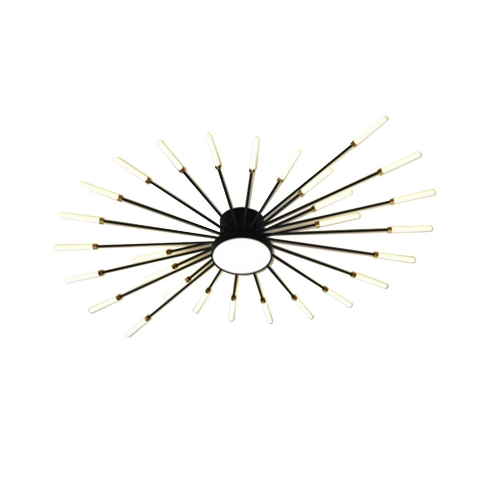 LIVARA 36W LED Ceiling Light Firework Design with 28+1 Rotating Heads Neutral Light Modern Iron & Acrylic Fixture - Black