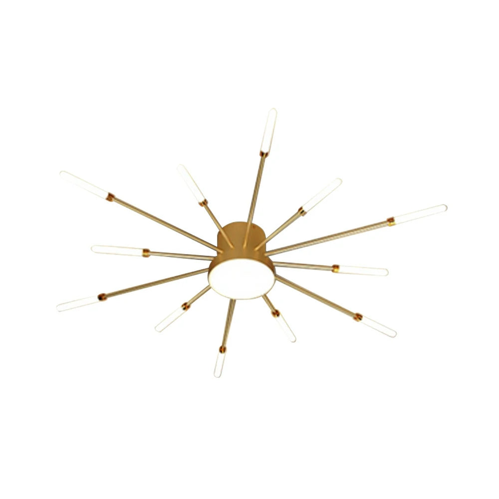 LIVARA 36W LED Ceiling Light Sparkling Firework Design with 12+1 Rotating Heads Neutral Light Modern Iron & Acrylic Fixture - Gold