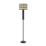 LIVARA 9W/12W Floor Lamp with Three-Color Dimmable Light, Polka Dot Fabric Shade & Modern Iron Base - Black