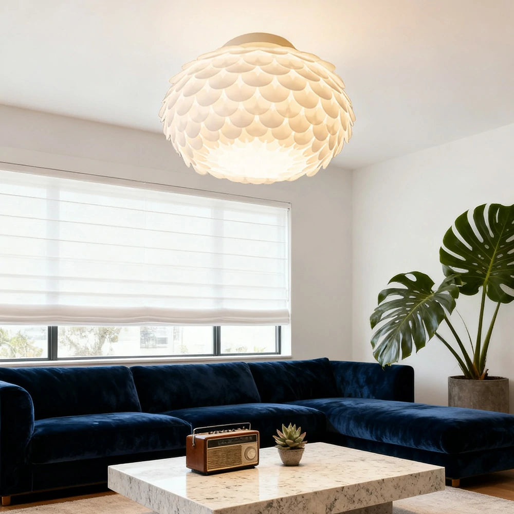 LIVARA LED Ceiling Light 38/45cm Three-Color Dimmable 9W Modern Flower Bud Design Flush Mount Lamp with Eye-Protection Soft Light - White