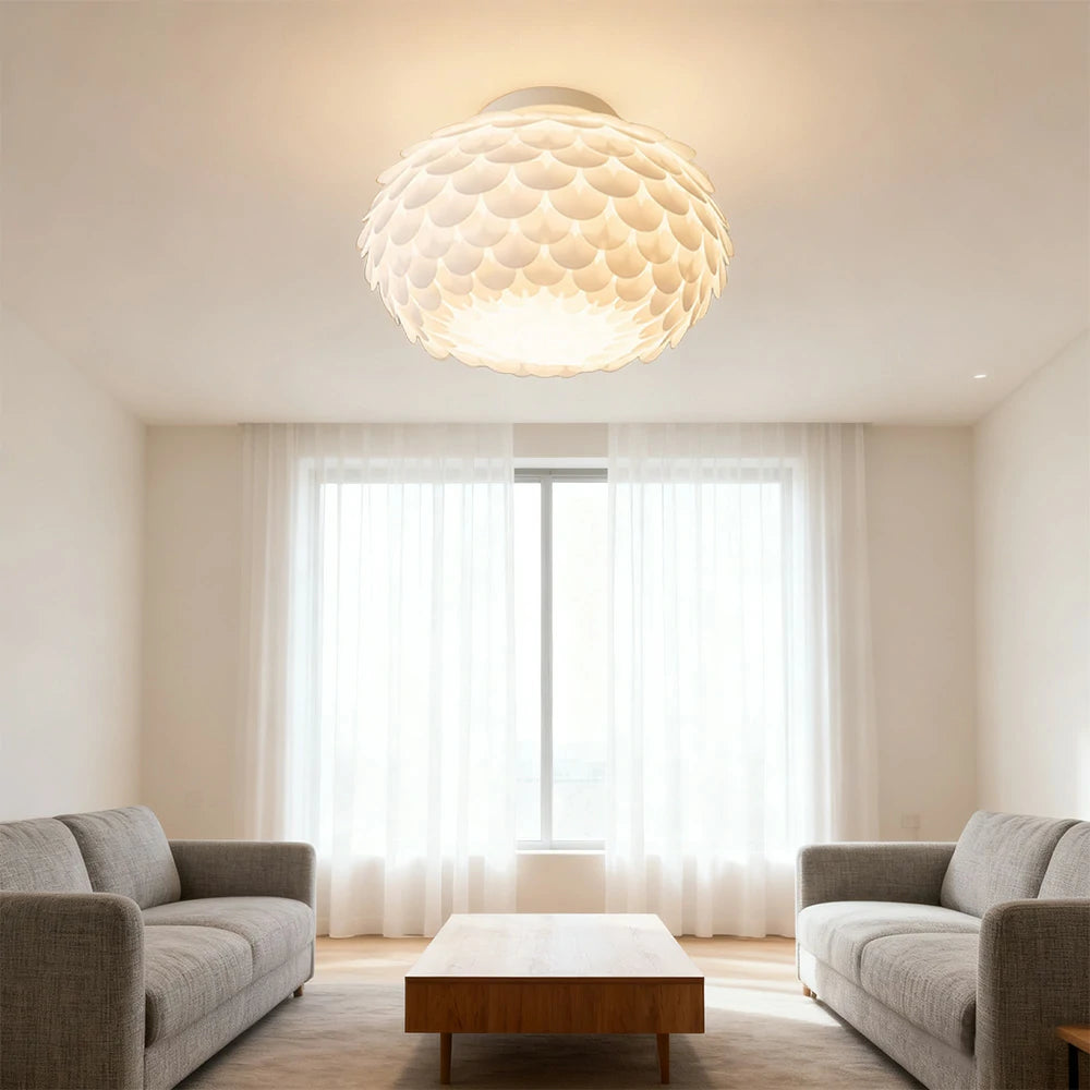 LIVARA LED Ceiling Light 38/45cm Three-Color Dimmable 9W Modern Flower Bud Design Flush Mount Lamp with Eye-Protection Soft Light - White