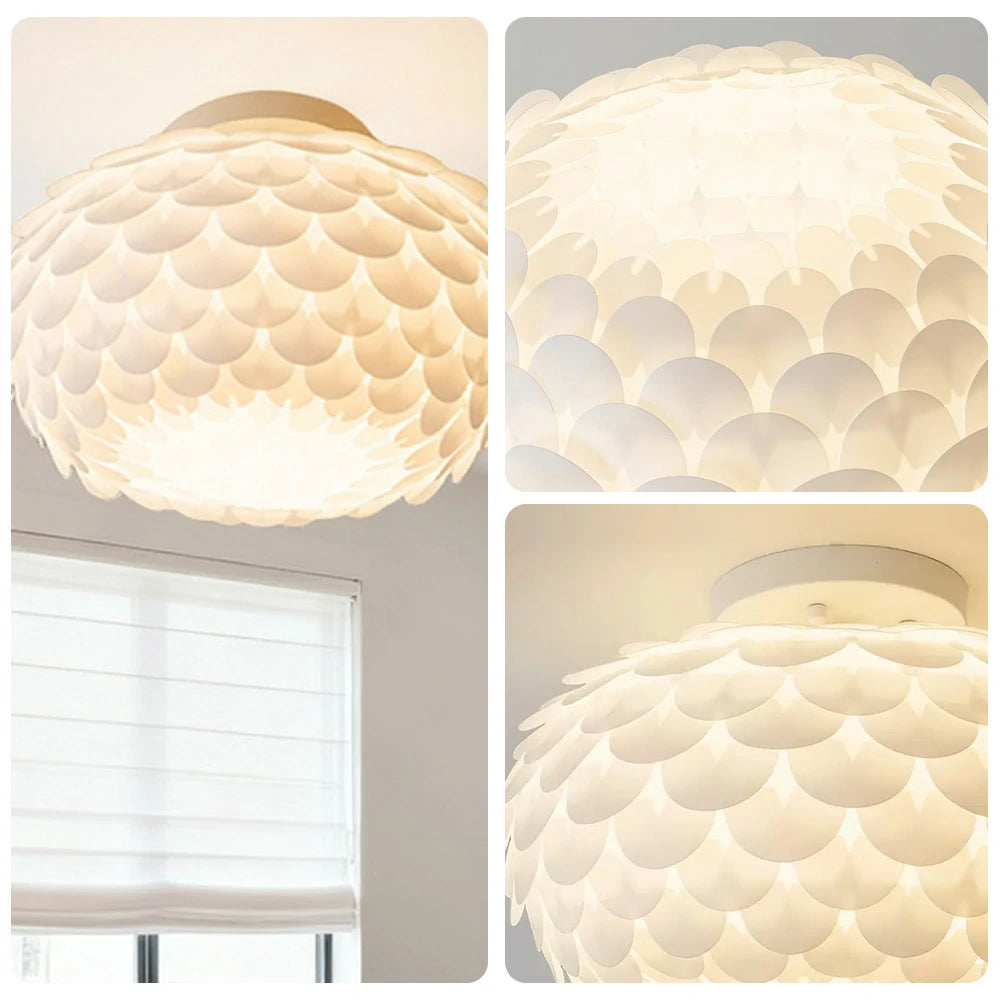 LIVARA LED Ceiling Light 38/45cm Three-Color Dimmable 9W Modern Flower Bud Design Flush Mount Lamp with Eye-Protection Soft Light - White