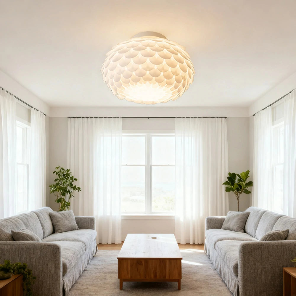 LIVARA LED Ceiling Light 38/45cm Three-Color Dimmable 9W Modern Flower Bud Design Flush Mount Lamp with Eye-Protection Soft Light - White