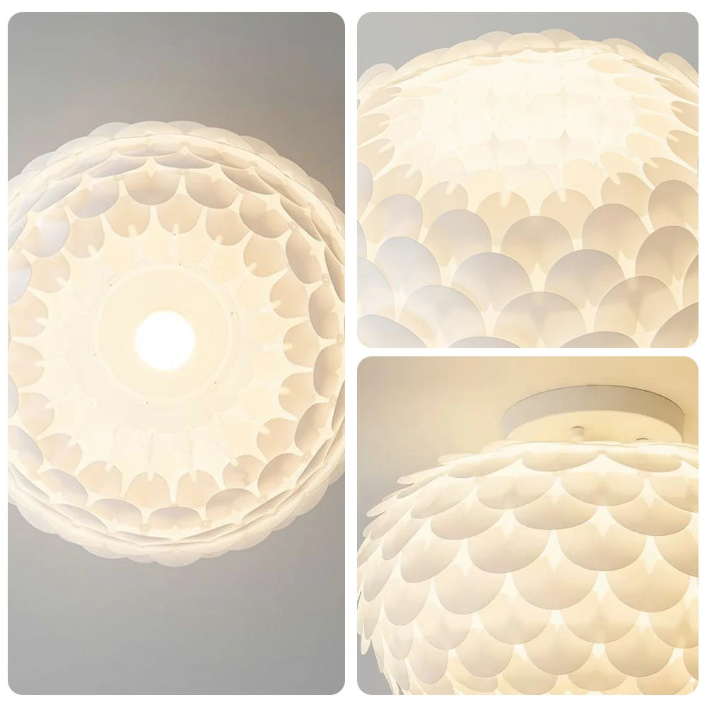 LIVARA LED Ceiling Light 38/45cm Three-Color Dimmable 9W Modern Flower Bud Design Flush Mount Lamp with Eye-Protection Soft Light - White