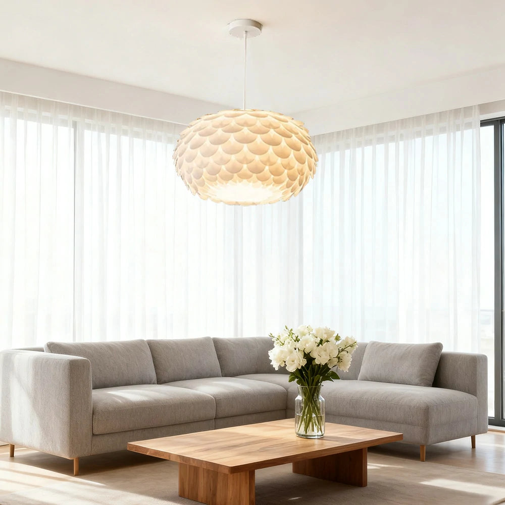 LIVARA LED Pendant Light 38/45cm Three-Color Dimmable 9W Modern Flower Bud Design Hanging Lamp with Eye-Protection Soft Light - White