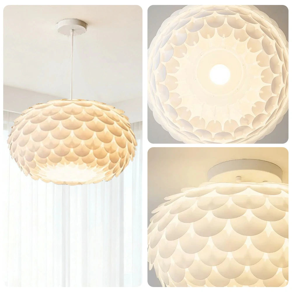 LIVARA LED Pendant Light 38/45cm Three-Color Dimmable 9W Modern Flower Bud Design Hanging Lamp with Eye-Protection Soft Light - White