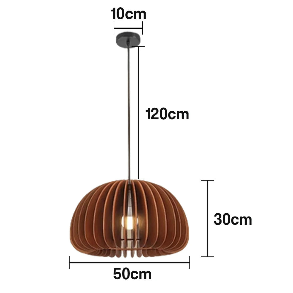 LIVARA 12W LED Pendant Light 35/43/50cm Three-Color Dimmable Ceiling Lamp with Natural Wood Shade & Eye-Protection Soft Light - Walnut