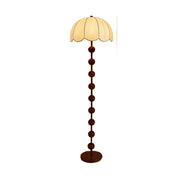 LIVARA Fabric Floor Lamp with Wood-Grain Iron Pole, 9/12W Pull Chain, Anti-Wobble Base & Fire-Retardant Lamp Holder