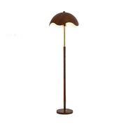 LIVARA Fabric Floor Lamp 9/12W with Pull Chain, Wood-Grain Metal Frame & Anti-Tip Weighted Base - Walnut