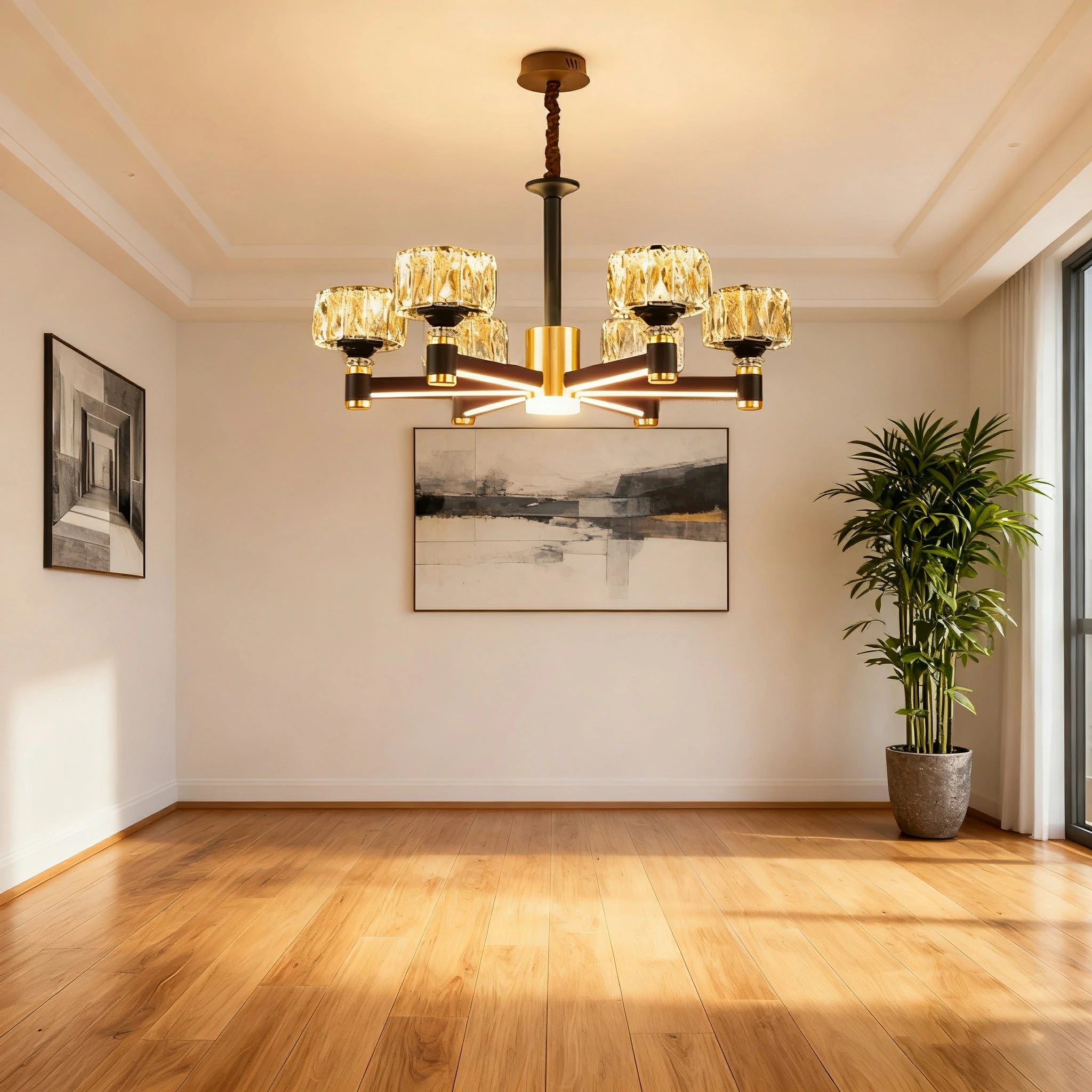 LIVARA 30W Crystal Pendant Light with Dual Light Source, Three-Color Dimmable Eye-Care LED & Flicker-Free Bright Illumination