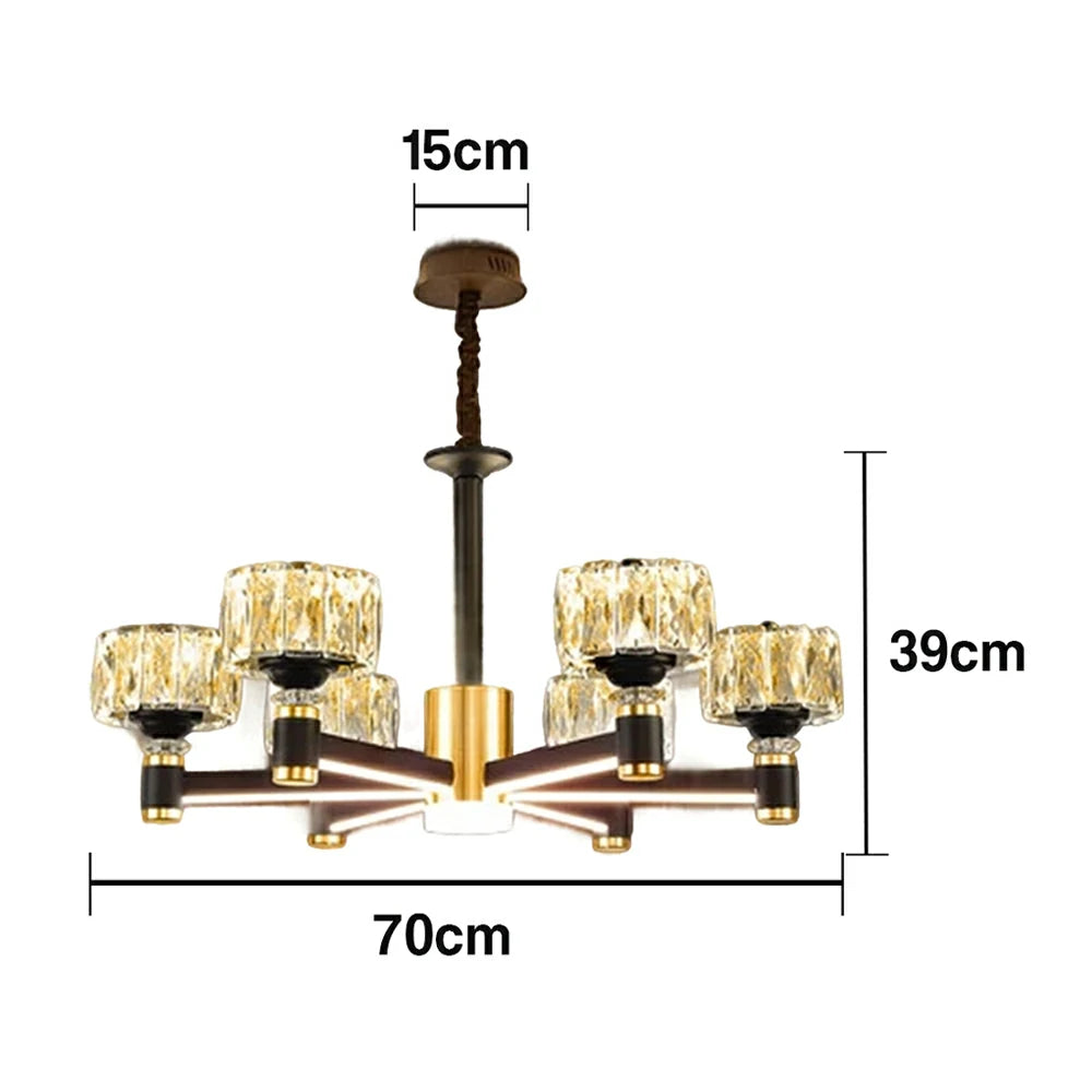 LIVARA 30W Crystal Pendant Light with Dual Light Source, Three-Color Dimmable Eye-Care LED & Flicker-Free Bright Illumination