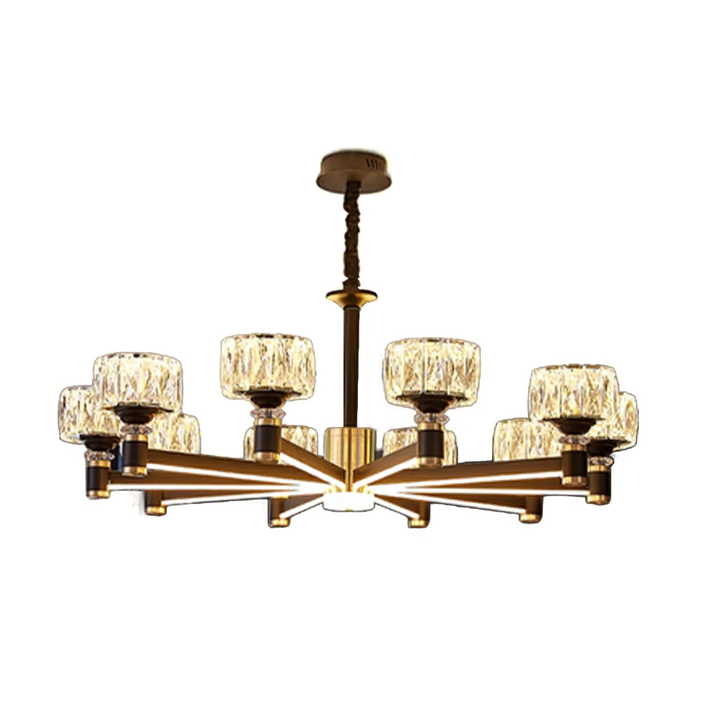 LIVARA 50W Crystal Pendant Light with Dual Light Source, Three-Color Dimmable Eye-Care LED & Flicker-Free Bright Illumination