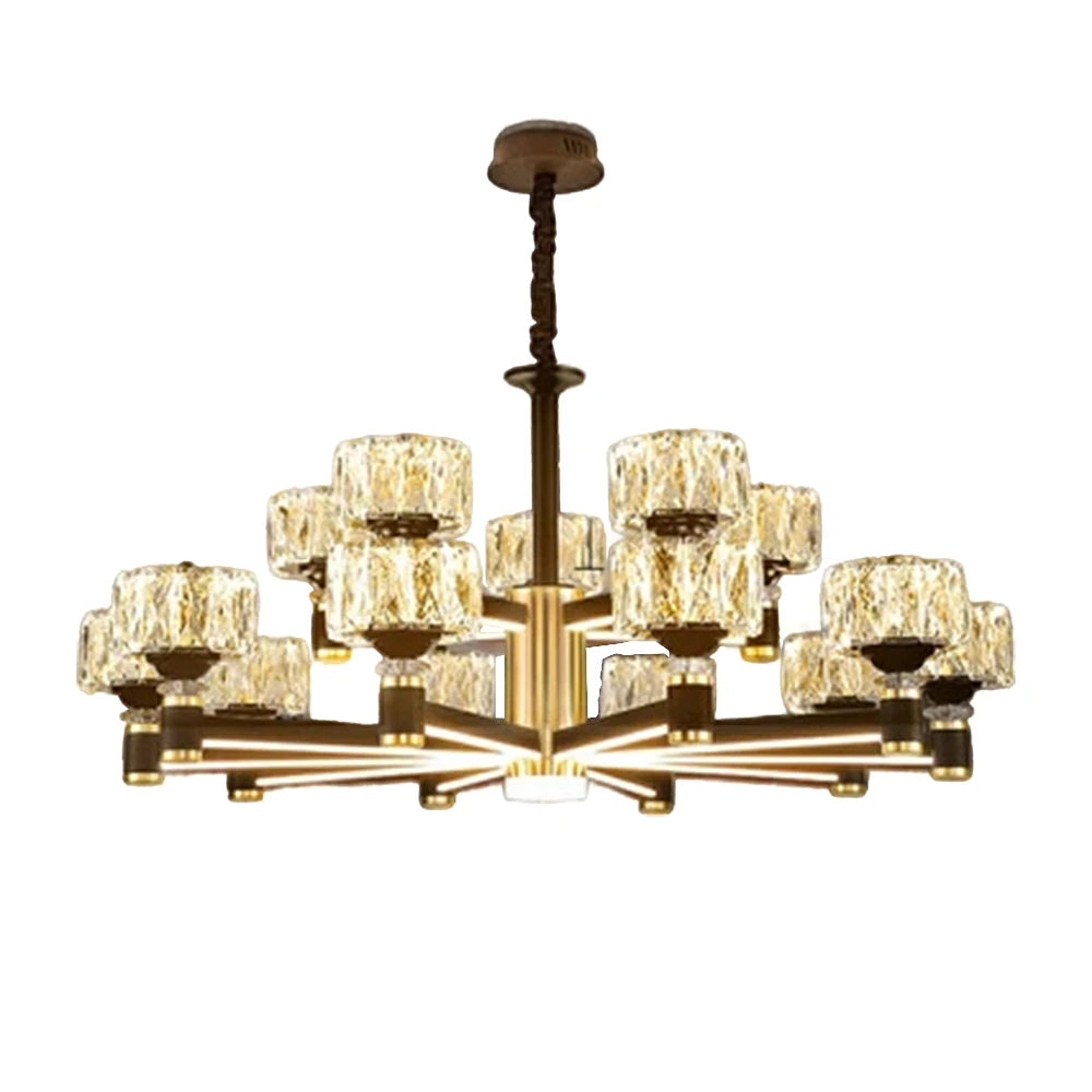 LIVARA 75W Crystal Pendant Light with Dual Light Source, Three-Color Dimmable Eye-Care LED & Flicker-Free Bright Illumination