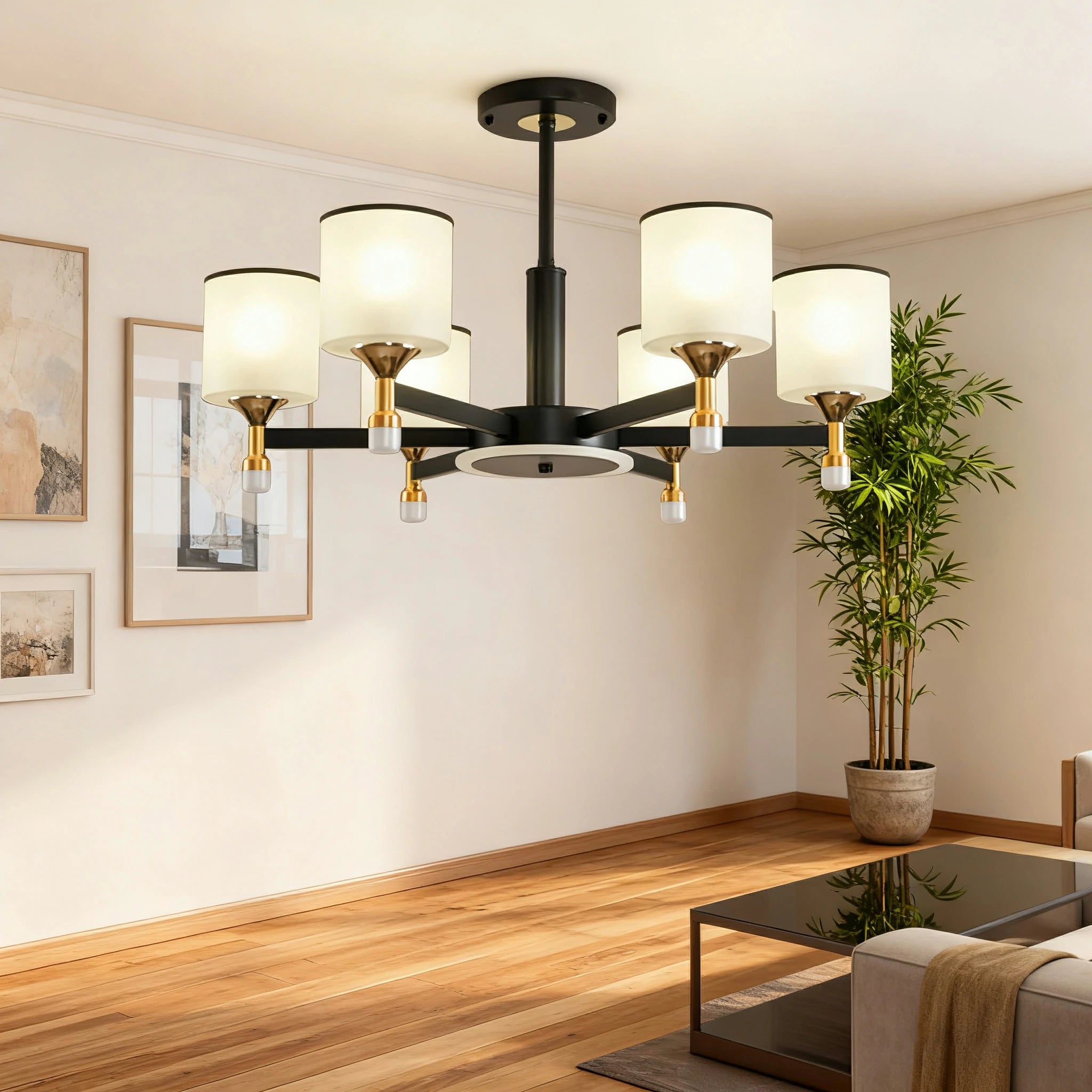 LIVARA 72W Crystal Pendant Light with Adjustable Three-Color LED, Dual Light Source & Flicker-Free Eye-Comfort Design