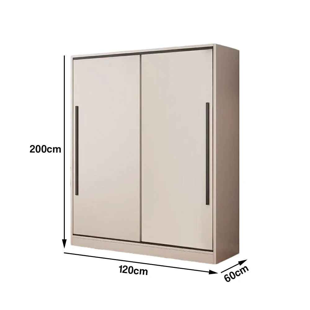 LIVARA 80/120cm Sliding Door Wardrobe Cabinet - Deep 60cm Storage Closet with Hanging Rail, Solid Wood Core Board Durable Design - Grey