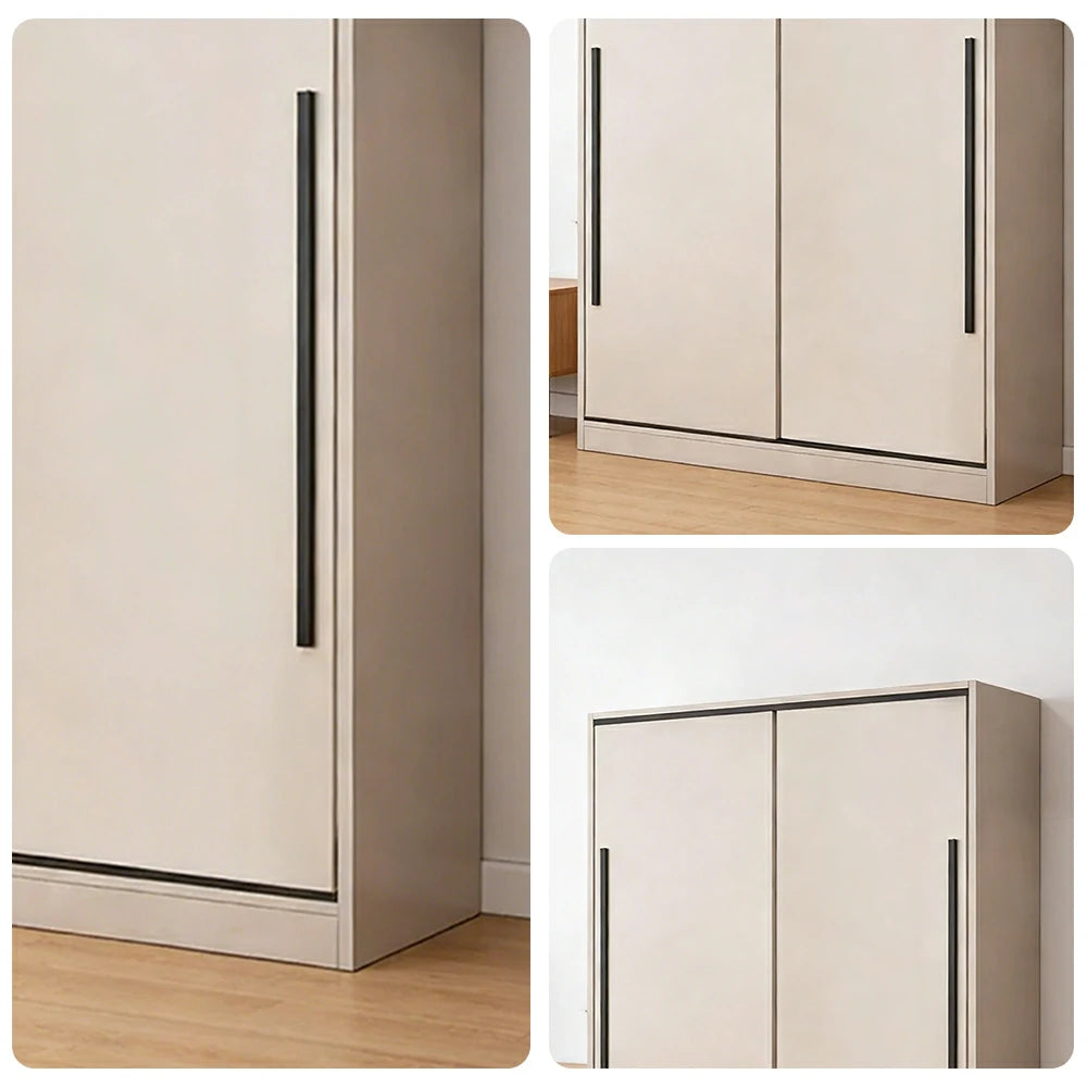 LIVARA 80/120cm Sliding Door Wardrobe Cabinet - Deep 60cm Storage Closet with Hanging Rail, Solid Wood Core Board Durable Design - Grey