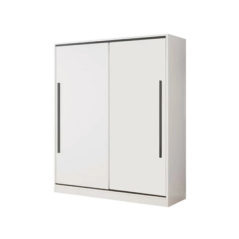 LIVARA 80/120cm Sliding Door Wardrobe Cabinet - Deep 60cm Storage Closet with Hanging Rail, Solid Wood Core Board Durable Design - White