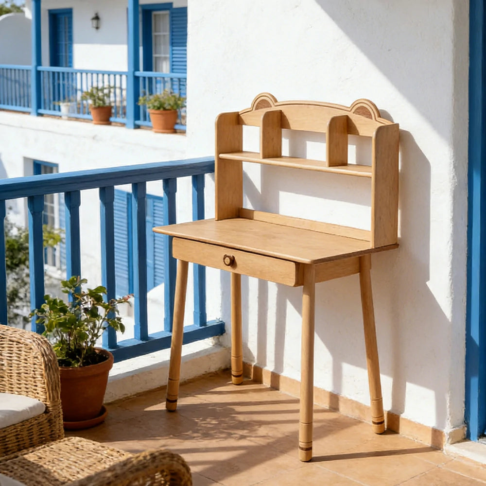 LIVARA 80cm Kids Study Desk, Height Adjustable Design, Solid Wood Construction, Rounded Edges with Eco-Friendly Finish