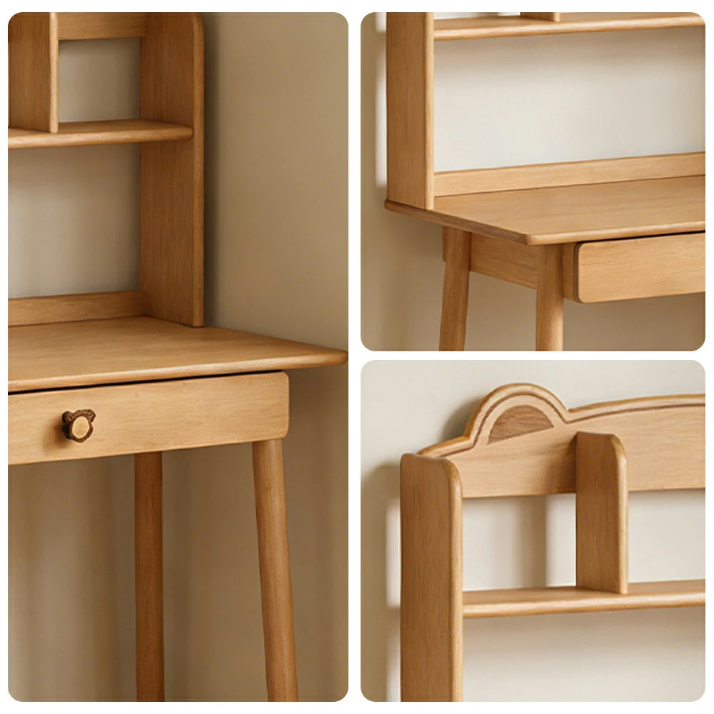 LIVARA 80cm Kids Study Desk, Height Adjustable Design, Solid Wood Construction, Rounded Edges with Eco-Friendly Finish
