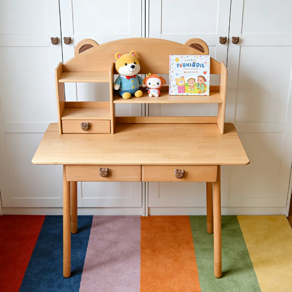 LIVARA 105cm Kids Study Desk, Height Adjustable Design, Solid Wood Construction, Rounded Edges with Eco-Friendly Finish